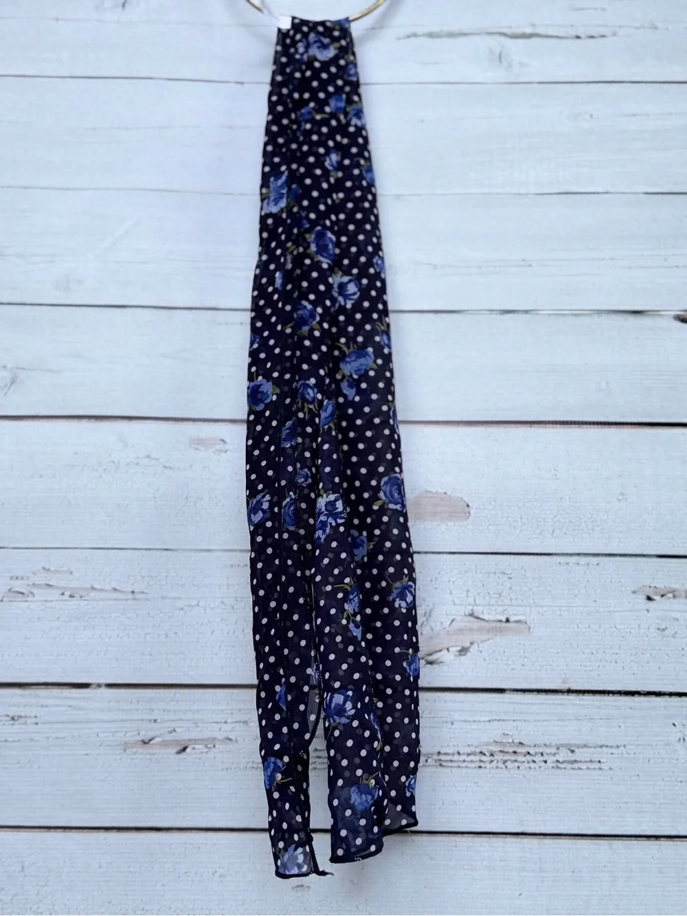 Mixed Print Floral & Polka Dot Sheer Lightweight Fashion Scarf Wrap